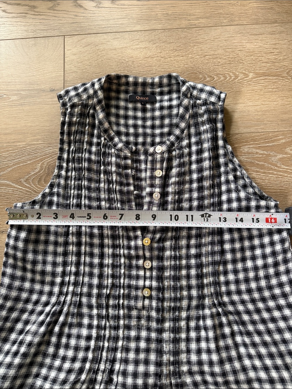 Quince Black & White Linen Gingham Dress - Picture 6 of 7